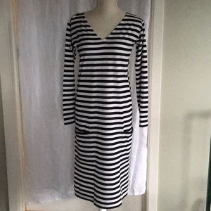 Agnes B Sailor Dress , black and white stripes Size 2. Front pockets